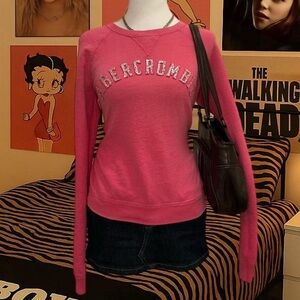 Abercrombie & Fitch Pink Sequin Logo Sweatshirt – Size S ‎